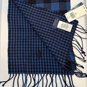 NWT Men's Reversible Check Scarf - Blue OS